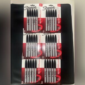 Sharpie 5ct Pack Lot of 6 New Permanent Markers 30 Count Total Black Marker